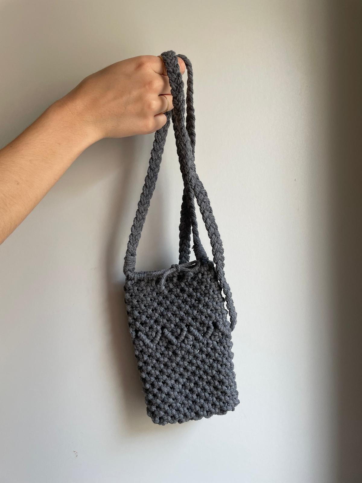Sac macramé gris